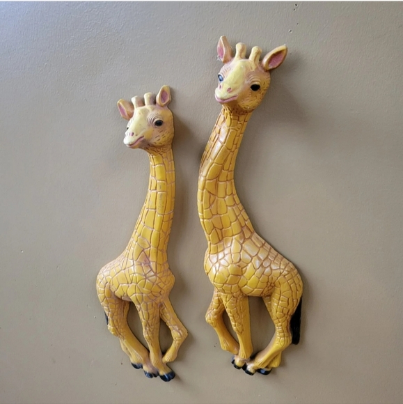 2 Giraffe Nursery Wall Hangings Zoo Animals 3D 18" x 6" - Picture 4 of 6